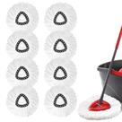 Cabeças de reposição Spin Mop, pacote com 8 unidades, 100% microfibra branca