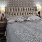 Cabeceira 160 Cama Box Vintage Capitone Bege Suede Painel RBL