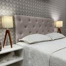 Cabeceira 195 Cama Box Cannes Capitone Bege Suede Painel RBL