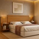 Cabeceira Aurora Para Colchão Box Casal Queen 140 160cm Em MDF Com Mesa Lateral