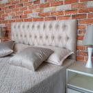 Cabeceira Bege Vintage Suede Liso Queen 160 X 60