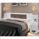 Cabeceira Box Bruna Branco com Capitonê Bege Escuro Cabeceira Box Bruna Branco com Capitonê Bege Escuro