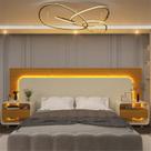 Cabeceira Box Casal com 2 Mesas de Cabeceira com LED Innova 100% MDF