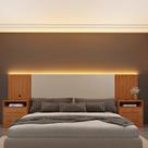 Cabeceira Box Casal Ripado com LED Carregador USB e 4 Gavetas Yescasa Marrom Cinamomo/Off White Cabeceira Box Casal Ripado com LED Carregador USB e 4 Gavetas Yescasa Marrom Cinamomo/Off White