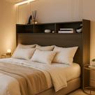 Cabeceira Box Melissa 140cm com nichos e prateleira Casal Para Quarto Simples e Compacto Estilo Moderno
