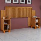Cabeceira Box Mumbai Ripada Regulável com Nicho Extensível para Cama Casal e Queen - Naturale