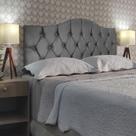 Cabeceira Box Queen Almofadada Capitonê Provençal Suede Cinza 160 x 60 Cm RBL