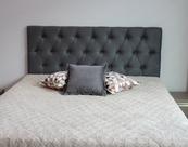 Cabeceira Cama Box Casal 1.40m Painel Cor Cinza Escuro botoes cor