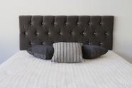 Cabeceira Cama Box Casal 1.40m Painel Cor Cinza Escuro botoes cristais