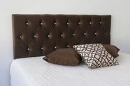 Cabeceira Cama Box Casal 1.40m Painel Cor Marrom Chocolate botoes cristais