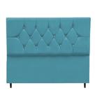 Cabeceira Cama Box Casal 140 Cm Geovana Suede Azul Turquesa