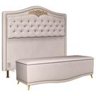 Cabeceira Cama Box Casal 140cm Com Calçadeira Baú Imperial Veludo J02 Bege - Mpozenato Cabeceira Cama Box Casal 140cm Com Calçadeira Baú Imperial Veludo J02 Bege - Mpozenato