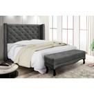 Cabeceira Cama Box Casal 140cm e Recamier Vicenza Suede Cinza S04 - D'Rossi Cabeceira Cama Box Casal 140cm e Recamier Vicenza Suede Cinza S04 - D'Rossi