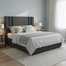 Cabeceira Cama Box Casal Estofada Siena Suede Cinza 1,40 RBL