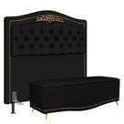 Cabeceira Cama Box Casal King 195cm Com Calçadeira Baú Imperial J02 Corano Preto - Mpozenato