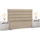 Cabeceira Cama Box Casal King 195cm Greta Suede Bege e 2 Criados Branco - Mpozenato