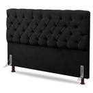 Cabeceira Cama Box Casal King Size Lylla 195cm Capitonê com Frame Suede Preto - Desk Design