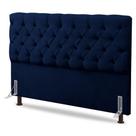 Cabeceira Cama Box Casal King Size Lylla 195cm Capitonê com Frame Veludo Azul Marinho - Abmaza