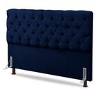 Cabeceira Cama Box Casal Lylla 140cm Capitonê Com Frame Veludo Azul Marinho - Abmaza