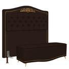 Cabeceira Cama Box Casal Queen 160cm Com Calçadeira Baú Imperial J02 Corano Marrom Escuro - Mpozenato