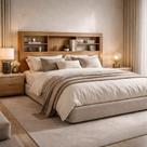 Cabeceira Cama Box Casal Queen MDF Quarto Com Prateleiras 167cm Lisboa cor:nature off ripado Cabeceira Cama Box Casal Queen MDF Quarto Com Prateleiras 167cm Lisboa cor:nature off ripado