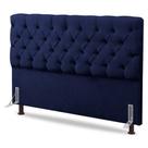 Cabeceira Cama Box Casal Queen Size Lylla 160cm Capitonê Com Frame Suede Azul Marinho - Abmaza