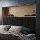 Cabeceira Cama Box Dubai/Capri Casal 140 x 55 cm Preto Suede