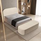Cabeceira Cama Box King 160cm Lanna com Puff Recamier Doha W01 Linho Palha - Lyam Decor