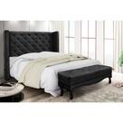 Cabeceira Cama Box King 195cm e Recamier Vicenza Suede Preto S04 - D'Rossi