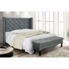 Cabeceira Cama Box King 195cm e Recamier Vicenza Veludo Cinza S04 - D'Rossi