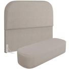 Cabeceira Cama Box King 195cm Lanna Com Puff Recamier Doha W01 Linho Bege - Lyam Decor