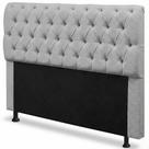 Cabeceira Cama Box King Size Sarah 195cm com Frame Bouclê Cinza Claro - Desk Design