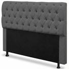 Cabeceira Cama Box King Size Sarah 195cm com Frame Bouclê Cinza Escuro - Desk Design