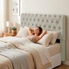 Cabeceira Cama Box King Size Sarah 195cm com Frame Suede Bege Claro - Abmaza