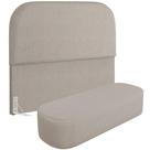 Cabeceira Cama Box Queen 160cm Lanna com Puff Recamier Doha W01 Linho Bege - Lyam Decor Cabeceira Cama Box Queen 160cm Lanna com Puff Recamier Doha W01 Linho Bege - Lyam Decor
