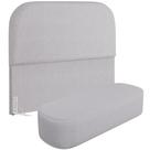 Cabeceira Cama Box Queen 160cm Lanna com Puff Recamier Doha W01 Linho Cinza - Lyam Decor