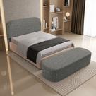 Cabeceira Cama Box Queen 160cm Lanna com Puff Recamier Doha W01 Linho Mescla Chumbo - Lyam Decor