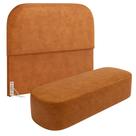 Cabeceira Cama Box Queen 160cm Lanna com Puff Recamier Doha W01 material sintético Canela - Lyam Decor