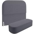 Cabeceira Cama Box Queen 160cm Lanna com Puff Recamier Doha W01 Suede Cinza - Lyam Decor