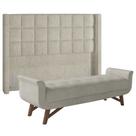 Cabeceira Cama Box Queen 160cm Pisa e Recamier Neville P02 Bouclé Cru - Mpozenato