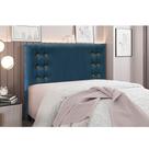 Cabeceira Cama Box Solteiro 90 cm Gênova Veludo Azul Marinho S04 - D'Rossi