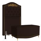 Cabeceira Cama Box Solteiro 90cm Com Calçadeira Baú Imperial J02 Corano Marrom Escuro - Mpozenato
