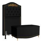 Cabeceira Cama Box Solteiro 90cm Com Calçadeira Baú Imperial J02 Corano Preto - Mpozenato