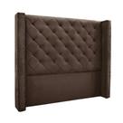 Cabeceira Cama Box Solteiro 90cm e Recamier Vicenza Veludo S04 Cor Marrom Cabeceira Cama Box Solteiro 90cm e Recamier Vicenza Veludo S04 Cor Marrom
