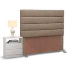 Cabeceira Cama Box Solteiro 90cm Greta Linho Areia e 1 Criado Branco - Mpozenato