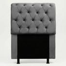 Cabeceira Cama Box Solteiro Sarah 90cm com Frame Suede Cinza - Abmaza