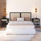 Cabeceira Cama Casal 160cm e 2 Mesas de Cabeceira com Gaveta