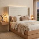 Cabeceira Cama Casal Duna 140cm Orgânica Curva Bouclê Bege - Montanari s Decor Cabeceira Cama Casal Duna 140cm Orgânica Curva Bouclê Bege - Montanari s Decor