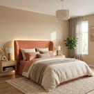 Cabeceira Cama Casal Livia 140cm Orgânica Curva Bouclê Terracota - Montanari s Decor Cabeceira Cama Casal Livia 140cm Orgânica Curva Bouclê Terracota - Montanari s Decor