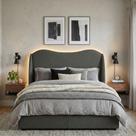 Cabeceira Cama Casal Petala 160cm Orgânica Curva Bouclê Cinza - Montanari s Decor Cabeceira Cama Casal Petala 160cm Orgânica Curva Bouclê Cinza - Montanari s Decor